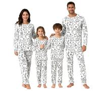 Pigiama natalizio per la famiglia Set di corrispondenza fai da te dipinto a mano colorato pigiama divertente Natale cartone animato pigiama da colorare creativo indumenti da notte può giocare e