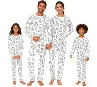 Pigiama natalizio per la famiglia Set di corrispondenza fai da te dipinto a mano colorato pigiama divertente Natale cartone animato pigiama da colorare creativo indumenti da notte può giocare e