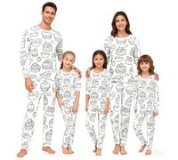 Pigiama natalizio per la famiglia Set di corrispondenza fai da te dipinto a mano colorato pigiama divertente Natale cartone animato pigiama da colorare creativo indumenti da notte può giocare e