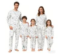 Pigiama natalizio per la famiglia Set di corrispondenza fai da te dipinto a mano colorato pigiama divertente Natale cartone animato pigiama da colorare creativo indumenti da notte può giocare e
