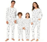 Pigiama natalizio per la famiglia Set di corrispondenza fai da te dipinto a mano colorato pigiama divertente Natale cartone animato pigiama da colorare creativo indumenti da notte può giocare e