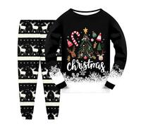 Pigiama natalizio per ragazzi e ragazze, pigiama natalizio per bambini con stampa brutta biancheria da notte a maniche lunghe unisex girocollo confortevole morbido stampa natalizia pigiama per bambini