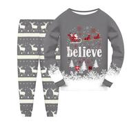 Pigiama natalizio per ragazzi e ragazze, pigiama natalizio per bambini con stampa brutta biancheria da notte a maniche lunghe unisex girocollo confortevole morbido stampa natalizia pigiama per bambini