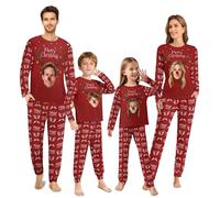 Pigiama natalizio personalizzato per la famiglia, set coordinati, pigiama personalizzato con facce buffe per donne e uomini, pigiama natalizio a maniche lunghe personalizzato, regalo per le vacanze