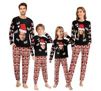 Pigiama natalizio personalizzato per la famiglia, set coordinati, pigiama personalizzato con facce buffe per donne e uomini, pigiama natalizio a maniche lunghe personalizzato, regalo per le vacanze