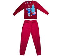 Pigiama Natalizio Uomo Stitch Disney Completo Invernale in 100% Caldo Cotone 200 gsm Maglia e Pantaloni Rosso Natale Idea Regalo Feste Comodo e Morbido