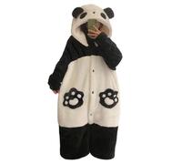 Pigiama Panda,Pigiama Inverno Panda, Accappatoio con Bottoni e pantaloni, Pigiama Carino in Panno Spessore e Corallo Cartoon Biancheria da notte con Cappuccio e accogliente per l'autunno e