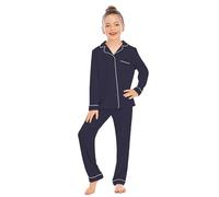 Pigiama per Bambine Set a Maniche Lunghe Abbigliamento e Bambini Biancheria da Notte Tinta Unita con colorare Mano Ideale Primavera Autunn