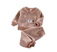Pigiama per Bambini Addensato Ragazzini Autunno e Inverno Pile sfocato Ragazzi e Ragazze Velluto Corallo Set di Abbigliamento per la casa per Bambini Accappatoio 4 Anni Spugna