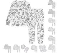 Pigiama per bambini, fai da te, dipinto a mano, set di pigiami da colorare, biancheria da notte con stampa artistica, tintura, in due pezzi, con maniche lunghe e pantaloni, loungewear per ragazzi e