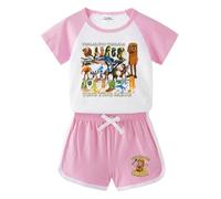 Pigiama per Bambini Italian Brainrot Animali (Maglietta a Maniche Corte e Pantaloni Corti), Abbigliamento alla Moda con Stampa di Cartoni Animati per Ragazzi e Ragazze,Rosa,150cm