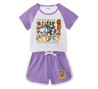 Pigiama per Bambini Italian Brainrot Animali (Maglietta a Maniche Corte e Pantaloni Corti), Abbigliamento alla Moda con Stampa di Cartoni Animati per Ragazzi e Ragazze,Viola,130cm