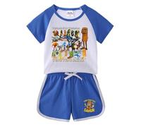 Pigiama per Bambini Italian Brainrot Animali (Maglietta a Maniche Corte e Pantaloni Corti), Abbigliamento alla Moda con Stampa di Cartoni Animati per Ragazzi e Ragazze,Blu,100cm
