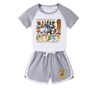 Pigiama per Bambini Italian Brainrot Animali (Maglietta a Maniche Corte e Pantaloni Corti), Abbigliamento alla Moda con Stampa di Cartoni Animati per Ragazzi e Ragazze,Grigio,140cm
