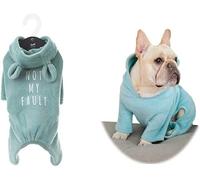 Pigiama per Cani in Morbido Cotone Blu, Tuta con Cappuccio e Orecchie di Coniglio per Bulldog Francese/Inglese/American Pit Bull Terrier (Blu, XL)