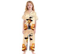 Pigiama per Halloween Bambini Morbidi Pigiami Kawaii con Ossa Scheletriche Unisex Corti Pjs Due Pezzi Loungewear Biancheria da Notte Set in