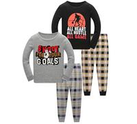 Pigiama per ragazzi abbigliamento da notte in cotone per bambini abbigliamento da notte per bambini pigiama set completo regalo di Natale 2-14 anni, 4p-palla-nero-grigio, 10 anni