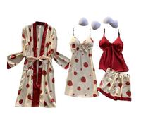 Pigiama Personalizzato Donna,Pigiama Stampato da Donna, 4 Pezzi, Comodo Pigiama per La Casa E Canotta Senza Maniche con Pantaloni Lunghi, Morbido Completo per Tutte Le Stagioni