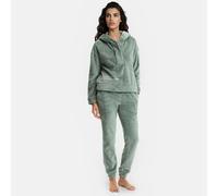 Pigiama pile con cappuccio e patta di abbottonatura Verde 46/48 (IT) - 42/44 (FR) Tinta unita