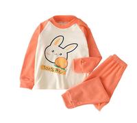 Pigiama Ragazza 12 Anni - da Notte A Maniche Lunghe con Personaggio Caldo E Morbido Coordinato per Fratelli 6 Mesi E 8 Anni Quotidiano (Orange 6-7 Years)