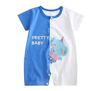 Pigiama Ragazza 14 Anni Neonati appena nati Neonati maschi Ragazze Cartoon pagliaccetto manica corta simpatici animali tuta abiti vestiti Pigiama Carnevale Neonato (Blue, 0-3 Mesi)