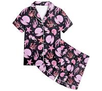 Pigiama Ragazza Completo Bambina Ragazzo Raso Seta Bambini 2 Pezzi Bambino Ragazze Camicia a Maniche Lunghe, Top e Pantaloni Manica Lunga Button Down Classico Loungewear per Neonato Neonata