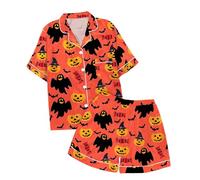Pigiama Ragazza Completo Bambina Ragazzo Raso Seta Bambini per 2 Pezzi in Button Down Set da Salotto con Bottoni