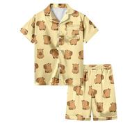 Pigiama Ragazza Completo Set da Salotto Morbido a Maniche Corte Biancheria Notte per Bambini Camicia Lunghe, Top e Pantaloni Manica Lunga Button Down Solido Loungewear Ragazze Ragazzi