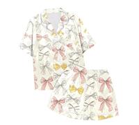 Pigiama Ragazza Completo Set da Salotto Morbido a Maniche Corte Bottoni per Bambini 2 Pezzi con Loungewear Pantaloncini Ragazze e Ragazzi