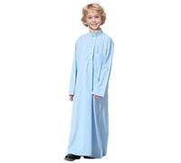 Pigiama Ragazza - Thobe Arabo Thobe Manica Lunga Kaftan Crew Robe Costume Ragazzi Adolescenti Manica Lunga Ricamata Robe Set Abbigliamento per Bambini Arabi Robe (Sky Blue 11-12 Years)