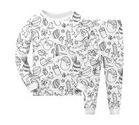 Pigiama Ragazzo 12 Anni Lungo - Set di Pigiami da Colorare Dipinti A Mano Fai da Te per Bambin con Cui Giocare E da Indossare (White 8-9 Years)