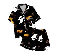 Pigiama Ragazzo 16 Anni - Set Pantaloncini A Maniche Corte con Colletto Stampato con Bottoni Stampati per Il Tempo Libero di Halloween per (Blue 2-3 Years)