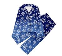 Pigiama Ragazzo 16 Anni - Set per Casual Stampato con Bottoni E Risvolto Manica Lunga E Pantaloni (Blue 13-14 Years)