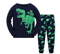 Pigiama Ragazzo in Cotone Lungo Bambino Morbido Due Pezzi Set Casa con Girocollo Strati Termici per Bambini, Top e Pantaloni Caldo Comoda Manica Lunga Dormire Stare