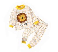 Pigiama Ragazzo in Cotone Lungo Pigiameria Bambino Due Pezzi Abbigliamento da Notte Maglia a Maniche Lunghe e Pantaloni Caldo Comoda Manica Lunga Tuta Casa per Casual