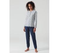 PIGIAMA RAGNO DONNA DE46N1 100% COTONE AUTUNNO INVERNO SERAFINO LETTO NOTTE blu