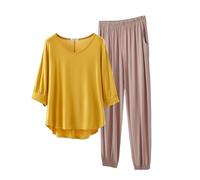 Pigiama Sanitario Donna Pigiama Donna Lungo Cotone Pantaloni A Maniche 3 4 da Set Sottile Abbigliamento Casual da Esterno Lungo Cotone C XL