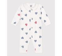 Pigiama senza piedini in cotone con colletto con cuore a righe neonato bianco MARSHMALLOW,bianco MULTICO 74cm