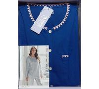 Pigiama serafino da donna manica lunga in cotone jersey intimo Linclalor 71360