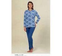 Pigiama serafino da donna manica lunga pantalone lungo jacquard Linclalor 77489