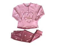 Pigiama Serafino Lungo Bimba Due Pezzi Cotone Interlock - Primero (Art. 13350 Rosa/Blush, 4 Anni)