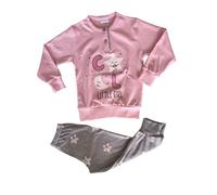 Pigiama Serafino Lungo Bimba Due Pezzi Cotone Interlock - Primero (Art. 13352 Rosa/Grigio Melange, 3 Anni)