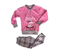 Pigiama Serafino Lungo Bimba Due Pezzi Cotone Interlock - Primero (Art. 13354 Caramella/Grigio Melange, 3 Anni)