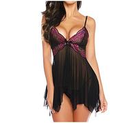 Pigiama sexy da donna Abito da notte sexy con mutandine da notte Taglie alte con scollo a V Camicia da notte vestaglia per San Valentino vestire i pigiami Abito midi Abito skater al ginocchio