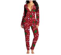 Pigiama Sexy Tuta da Donna Pigiama Tutina con Apertura Posteriore Monopezzo Autunno Inverno Pigiama Intero con Patta Sexy Pagliaccetto Tuta a Maniche Lunghe Body Taglia Grossa Onesie Pajamas