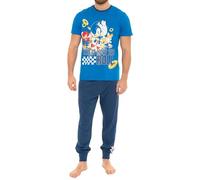 Pigiama Sonic | Pigiama Uomo | Pigiamone Uomo Cotone Lungo | Blu | M