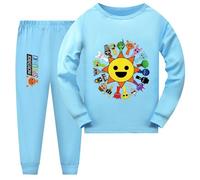 Pigiama Sprunki, Pigiama a Maniche Lunghe per Ragazzi e Ragazze, Set Loungewear in Cotone per la Primavera,Blu,130cm