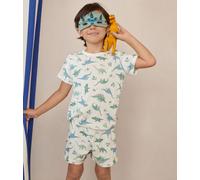 Pigiama travestimento corto bambino in cotone con dinosauri stampati bianco MARSHMALLOW,bianco MULTICO 128cm