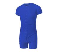 Pigiama Tutina a Maniche Corte da Uomo Intero Sexy Tuta Pagliaccetto Elasticizzato Blu