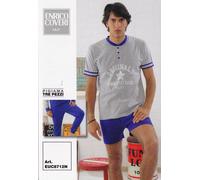 Pigiama Uomo 3 pezzi. Pantalone corto + Lungo. ENRICO COVERI. Cotone. EUC8712N.